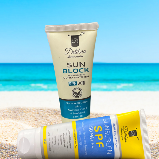 Delikaa Sunscreen SPF 30 & SPF 50 pa+++(75gm+75 gm) Value Pack