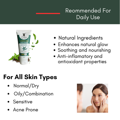 Delikaa Green Tea Face Wash - 100ml | Antioxidant-Rich, Nourishing Formula for Refreshed, Hydrated Skin
