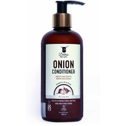 Delikaa Onion Hair Conditioner For Extra Strong, Shiny & Soft Hair. natural free from harmful chemicals & toxins. no parabens sulphate silicones or color. reduces hair fall makes hair strong silky shiny & soft. no side effects 