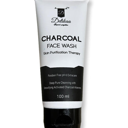 Delikaa Charcoal Face Wash With Activated Charcoal No Harmful Chemicals, Toxins, - 100 ml - Delikaa