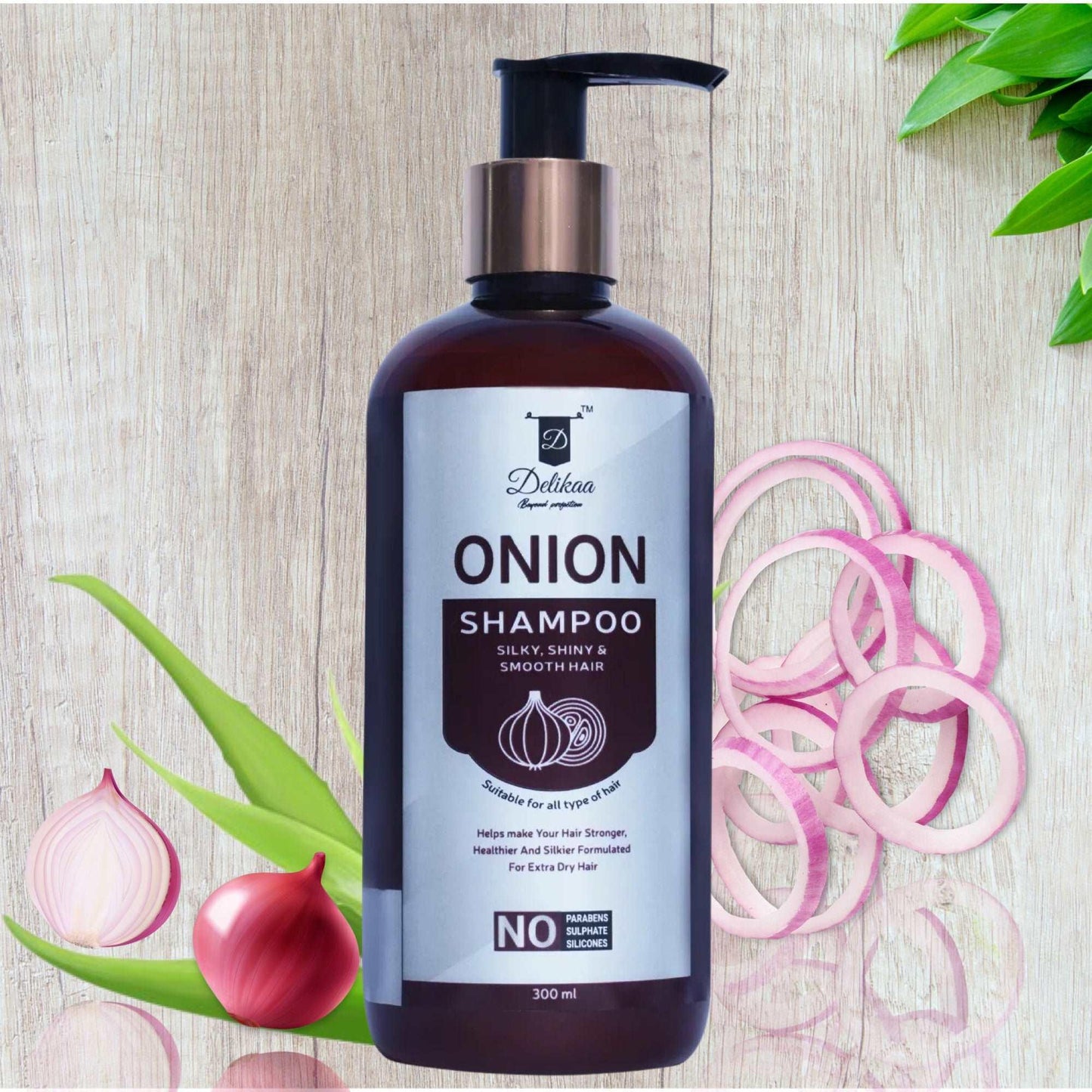 Delikaa Onion Shampoo For Hair Growth & Hair Fall Control Natural Free From Harmful Chemicals  No Parabens Sulphate Silicone And Color