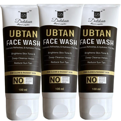 Delikaa Ubtan Face Wash With Turmeric & Neem Extract For Tan Removal & Skin Brightening 300ml - Pack Of 3 - Delikaa